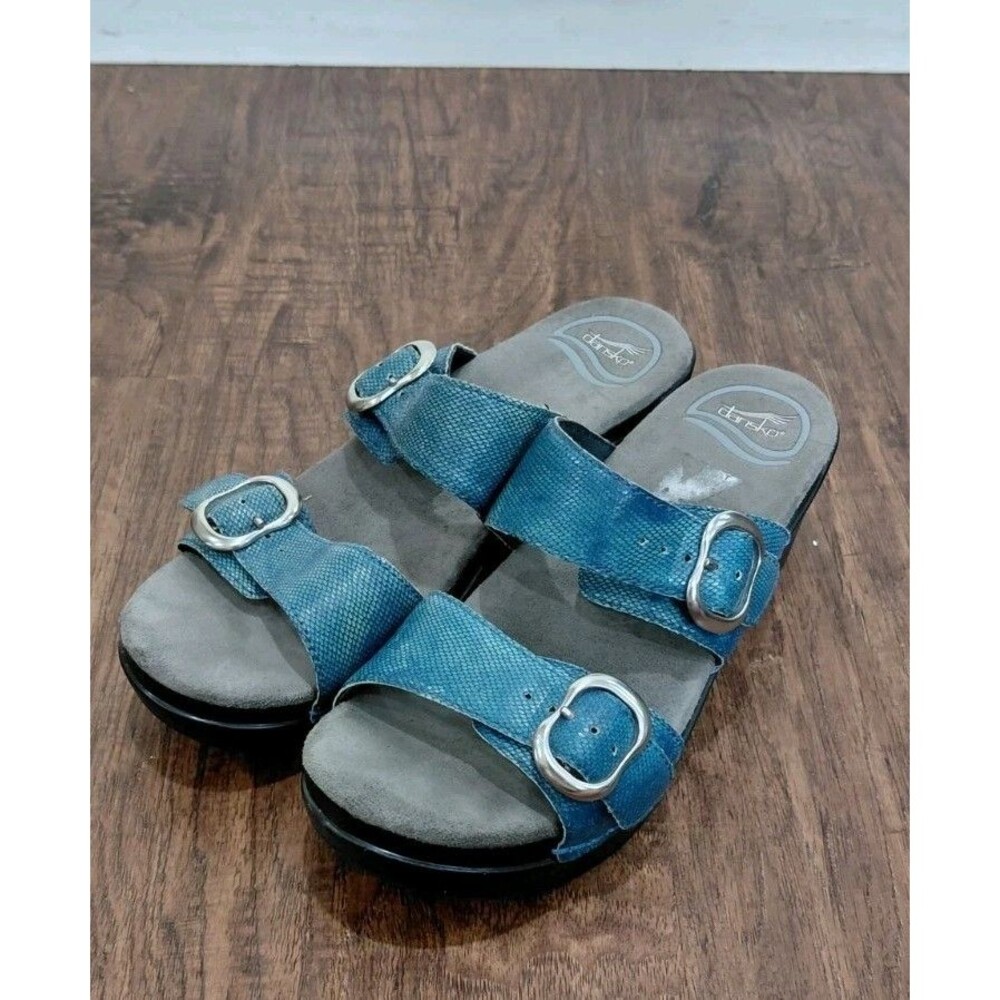 Dansko Sandals Womens Size 36EU 6US Sophie Blue Metallic Leather Comfort